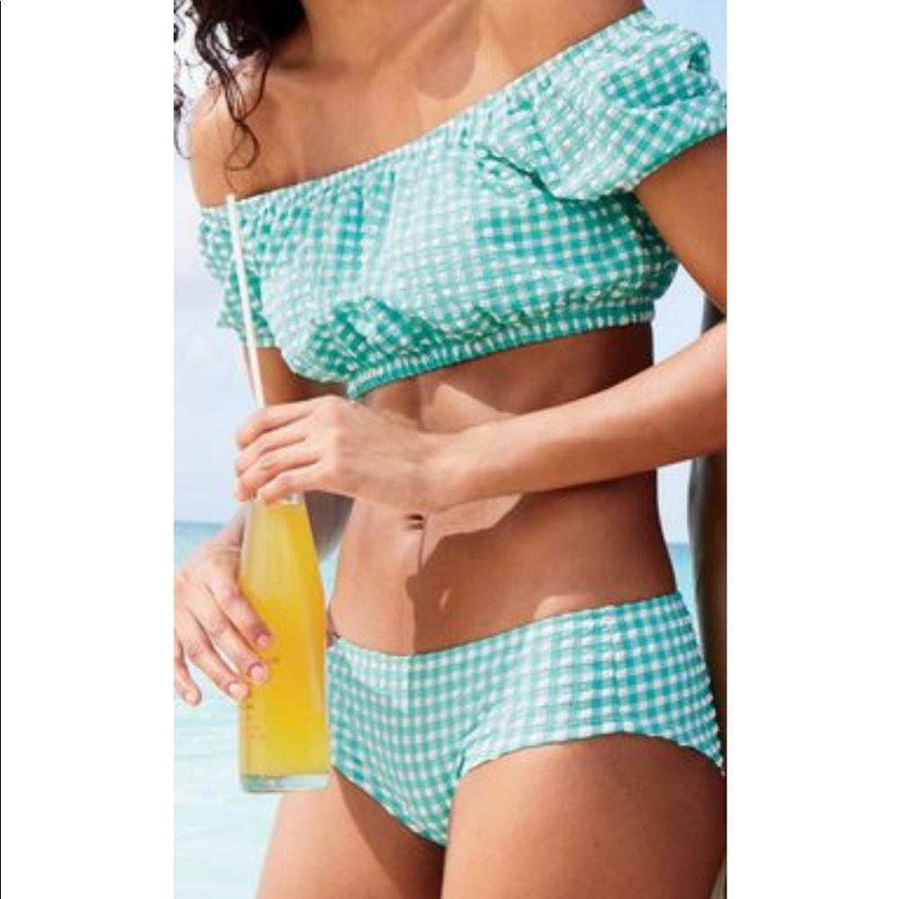 Jcrew gingham swimsuit teal size small